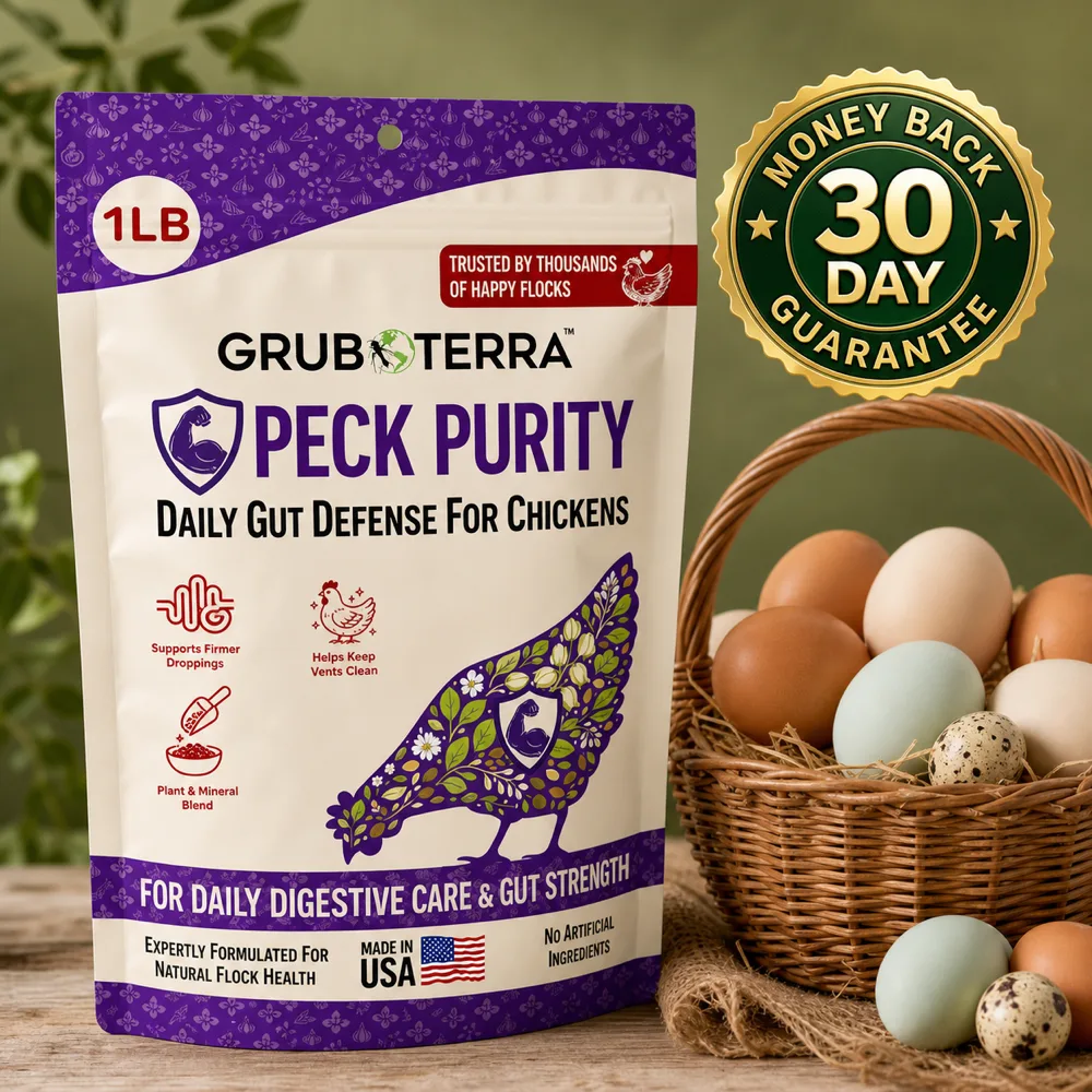 Peck Purity bag with 30-day money-back guarantee and eggs
