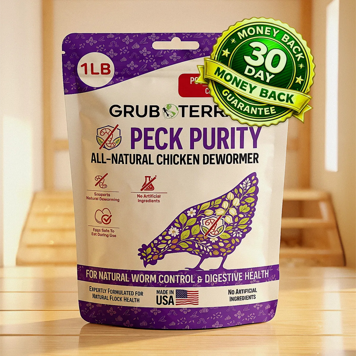 Peck Purity bag with 30-day money-back guarantee