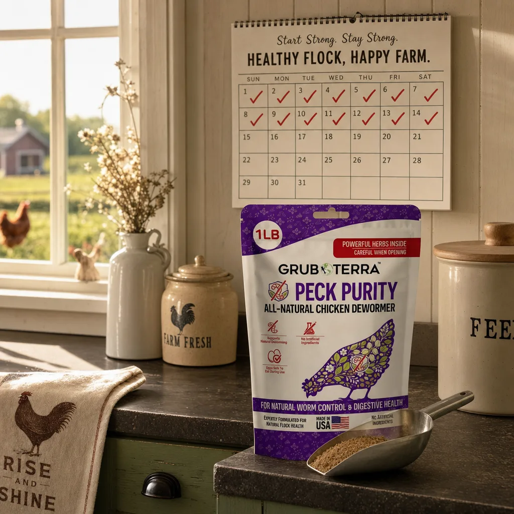 Two-week daily chicken feed routine